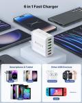 33W 6-Port USB-C Fast Charger UK Adapter