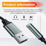 USB to 3.5mm Audio Adapter for Headphones