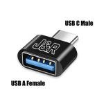 Black USB A to USB-C Adapter 2-Pack