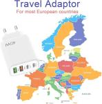 Fast Charging EU Travel Adapter with 4 Ports