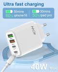 Fast Charging EU Travel Adapter with 4 Ports