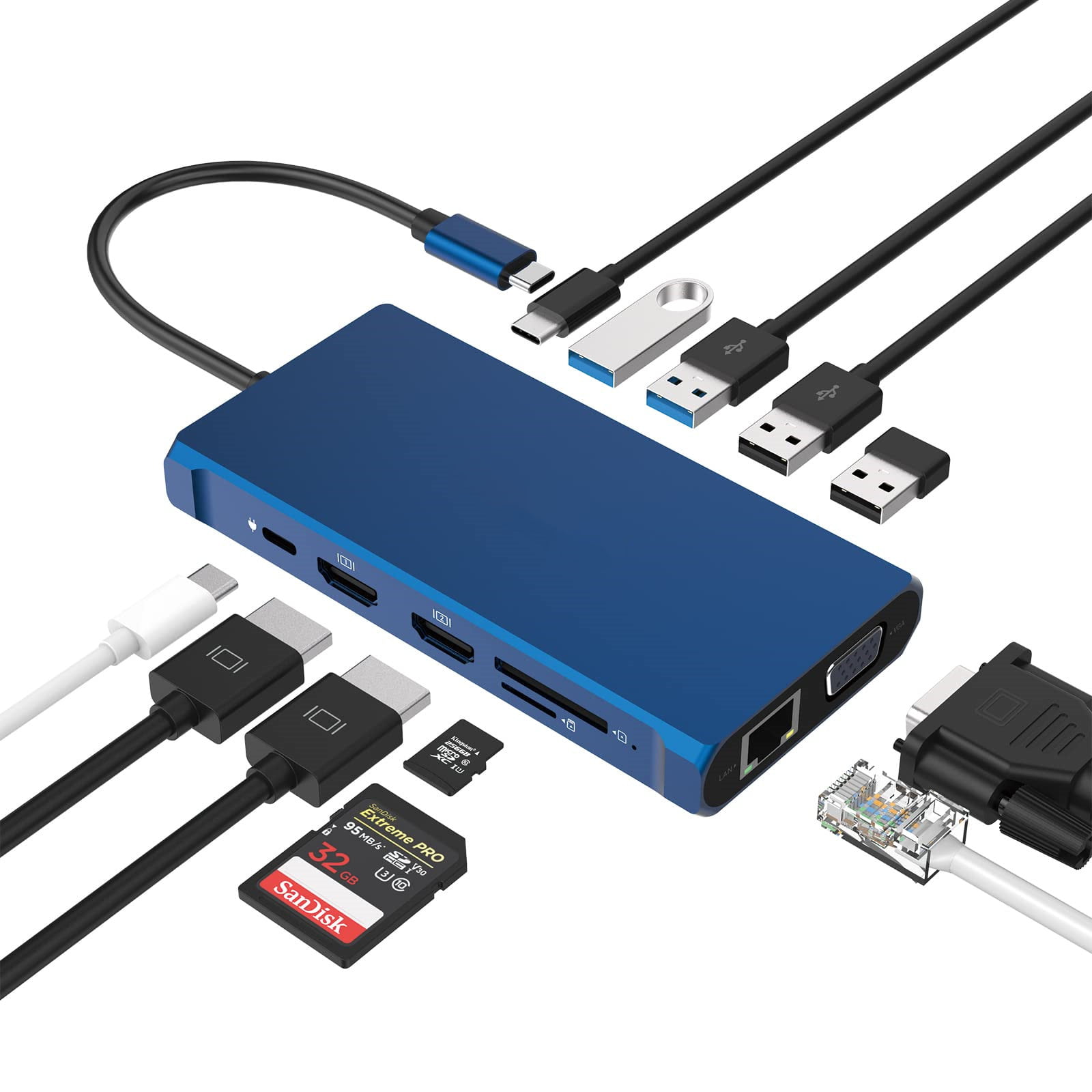 12-in-1 USB-C Hub with Triple Display