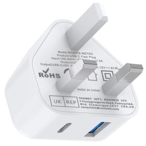 UK USB-C Plug Fast Charger for iPhone & iPad