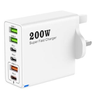 200W USB-C Fast Charger Station with 6 Ports