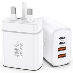 40W USB-C Multiport Charger Block, 2 Pack