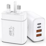 40W USB-C Multiport Charger Block, 2 Pack