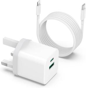 25W Fast Charger with Dual USB Ports & Cable