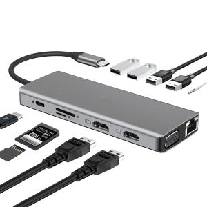 12-in-1 USB-C Hub with Dual HDMI & USB 3.0