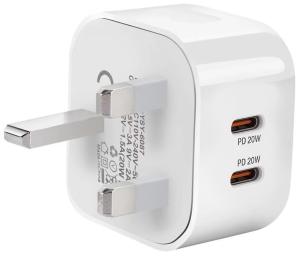 20W Dual USB-C Fast Charger for iPhone, iPad, Android