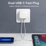 20W Dual Port USB-C Fast Charger Plug