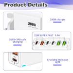 200W 6-Port USB-C Fast Charging Station UK