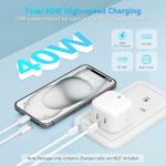 20W Dual USB-C Fast Charger for iPhone, iPad, Android