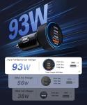 93W 3-Port USB-C Fast Car Charger Adapter