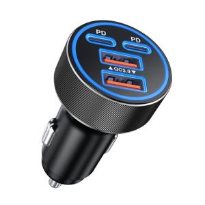90W 4-Port USB-C Car Charger Adapter