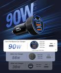 90W 4-Port USB-C Car Charger Adapter
