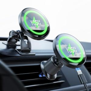 YOSH MagSafe Wireless Car Charger with Magnetic Holder