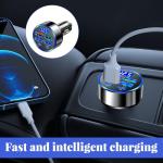 6-Port USB-C Car Charger with LED Voltmeter