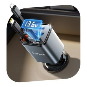 Lamicall 4-in-1 Retractable Car Charger Adapter