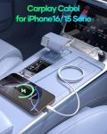 USB-C Car Charger Cable for iPhone and Samsung