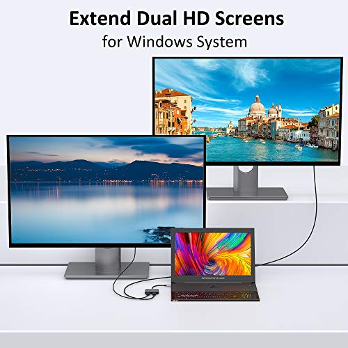 Dual 4K HDMI USB-C Adapter for MacBook, Lenovo, Dell