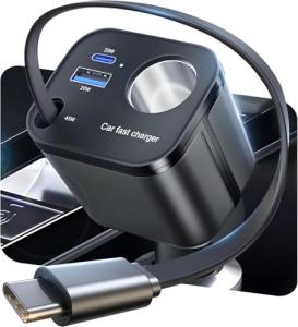 4-in-1 Retractable Car Charger with USB-C Ports