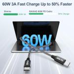 RAVIAD Short USB-C Charger Cable 2-Pack 30CM