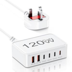 120W GaN 6-Port USB-C Fast Charger Hub