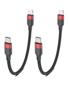 Short Braided USB-C to Lightning Cable 2-Pack