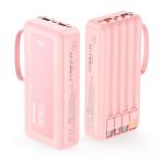 Pink 30W 27000mAh Power Bank with Built-in Cables