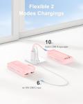 Pink 30W 27000mAh Power Bank with Built-in Cables