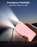 Pink 30W 27000mAh Power Bank with Built-in Cables