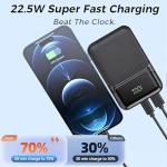 10,000mAh Slim Power Bank with Built-in Cables