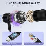 Wired USB-C Headphones with Mic for Samsung and iPhone