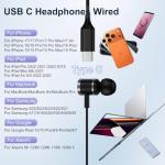 Wired USB-C Headphones with Mic for Samsung and iPhone