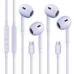 USB-C Headphones with Mic & Volume Control - 2 Pack