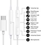 USB-C Earbuds with Microphone for iPhone & Android