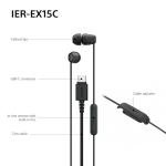 Sony IER-EX15C USB-C Wired Earbuds – Black