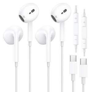 2 Pack USB C Earbuds with Mic and Volume