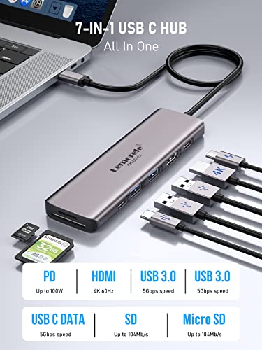 Lemorele 7-in-1 USB-C Hub Adapter