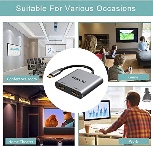 Dual HDMI USB C Adapter for MacBooks & Chromebooks