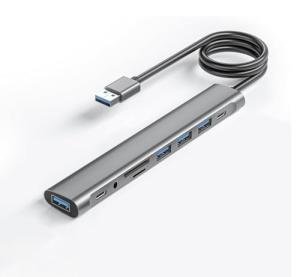 9-Port USB-C Hub with Long Cable