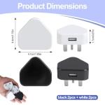 UK 3 Pin USB Plug Adapter Charger - 4 Pack