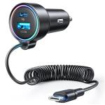 60W USB-C Car Charger with 5ft Coiled Cable