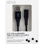 6ft Black USB-C to USB-A Cable - Ativa®