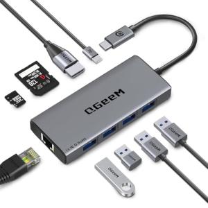 QGeeM 9-in-1 USB-C Hub with Ethernet and HDMI