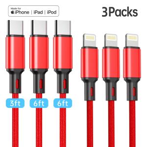 Apple MFi Certified USB C Lightning Cable 3-Pack