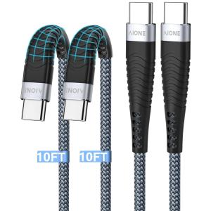 Fast Charging USB-C Cable 2-Pack, 3ft