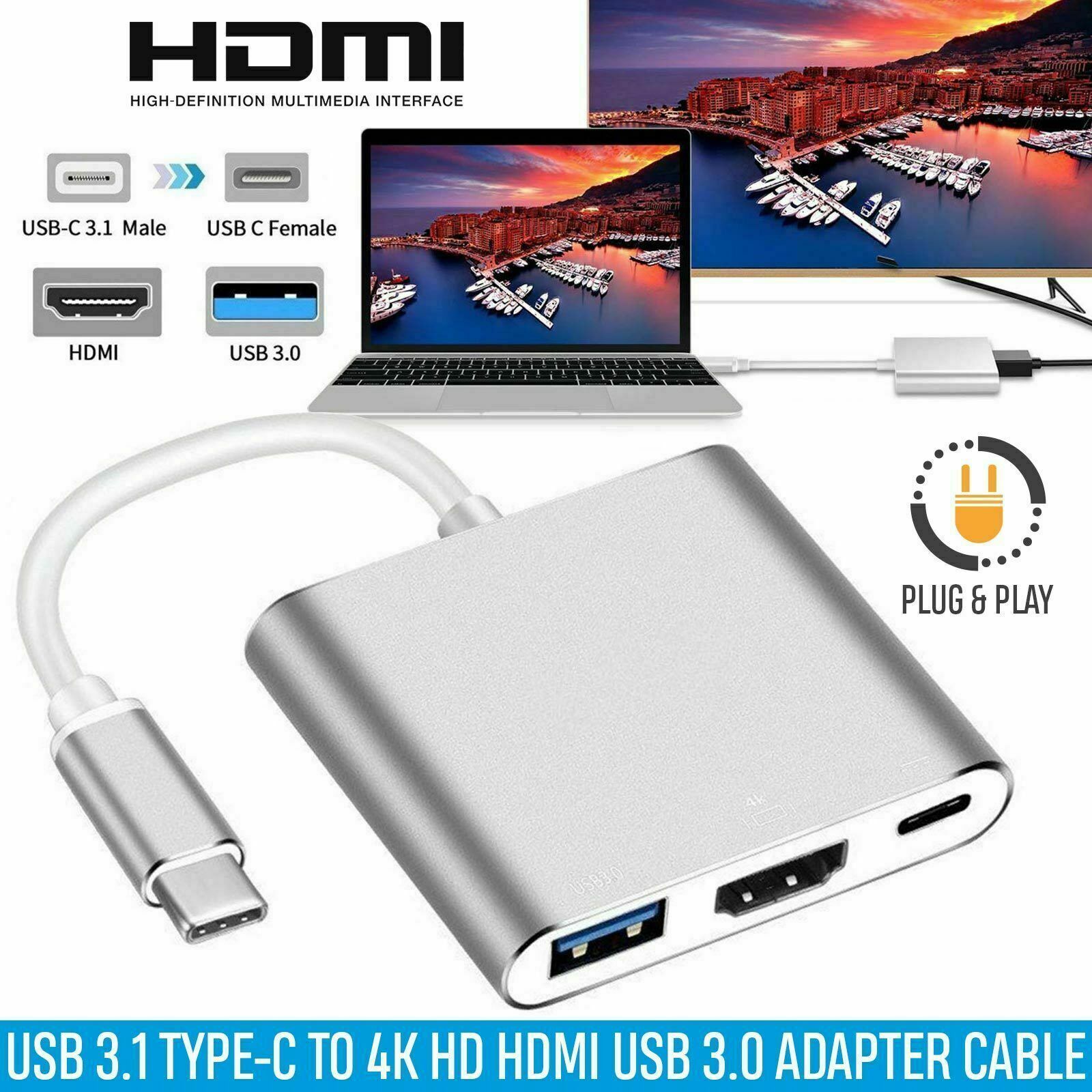 Type C Hub Adapter with HDMI & USB