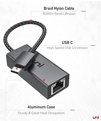 Uni USB-C to Ethernet Adapter (Thunderbolt Compatible)