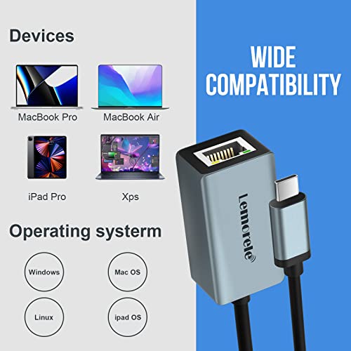 Lemorele USB-C Gigabit Ethernet Adapter